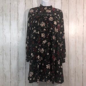 Ophelia Roe High Neck Mock Floral Dress Small